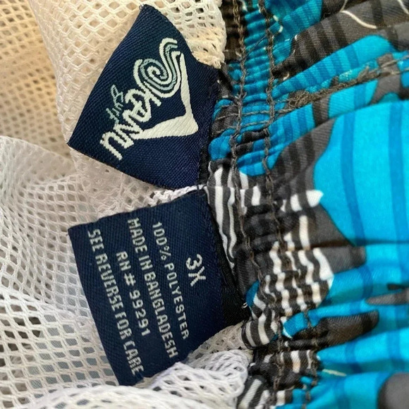 Kanu Surf Blue Floral Paradigm Draw String Swim Trunks Shorts Mens Plus Size 3X - Picture 3 of 4